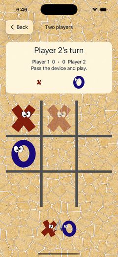 X vs O two-player game board mid-match
